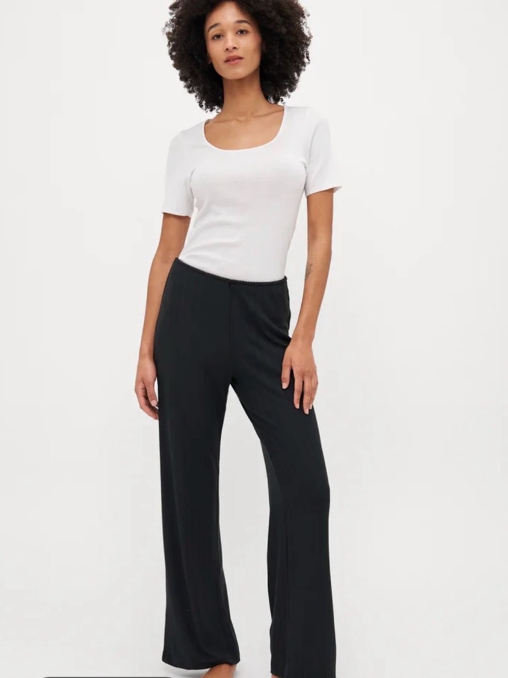 NWT Abercrombie & Fitch Women’s Black Ribbed Wide-Leg Lounge Pants